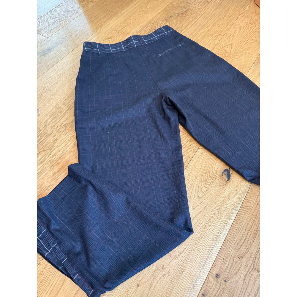 rag & bone James Plaid Wool-Blend Trousers Women’s Size 8 Navy Buckle Back - Picture 5 of 13